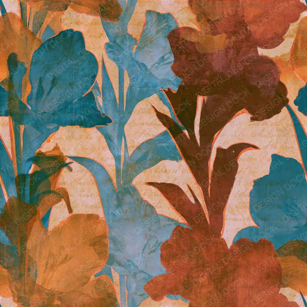 Infrared Gladioli Rust Turquoise Seamless Digital Paper Pack (DDD015327)