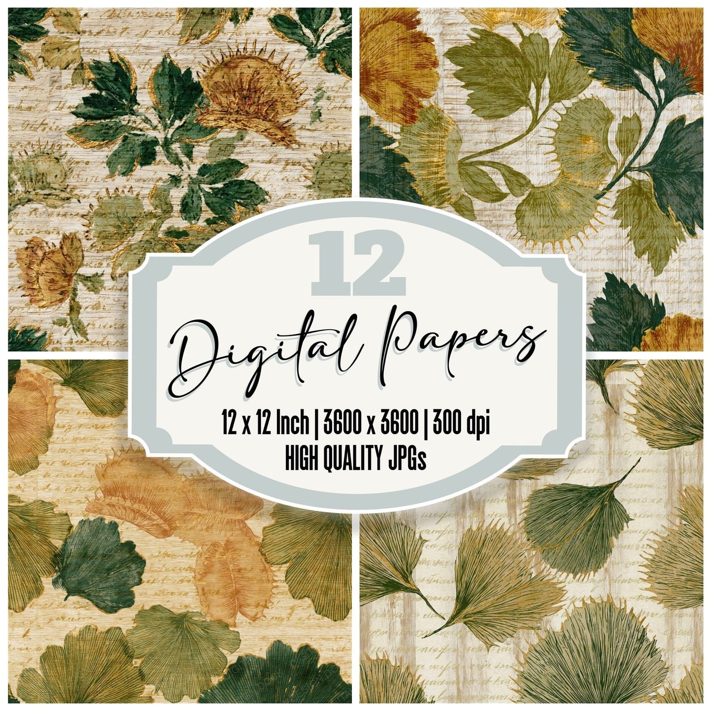 Pyrography Venus Flytrap Olive Seamless Digital Paper Pack (DDD015333)