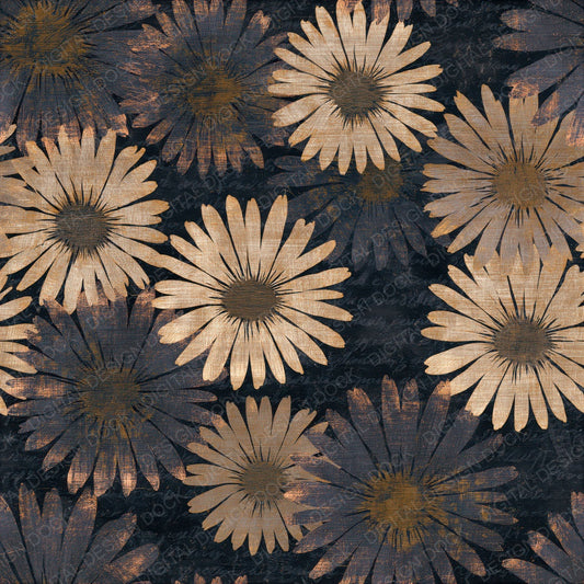 Single Scratchboard Daisy Oyster Parchment Seamless digital paper shown full size