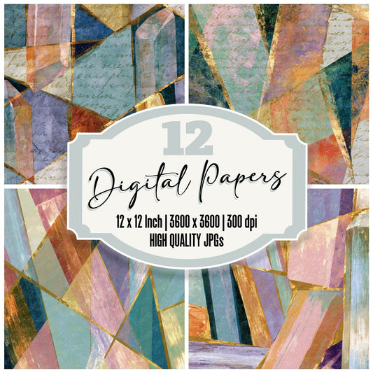 Cubist Selenite Wands Soft Pastels Digital Paper Pack (DDD015346)