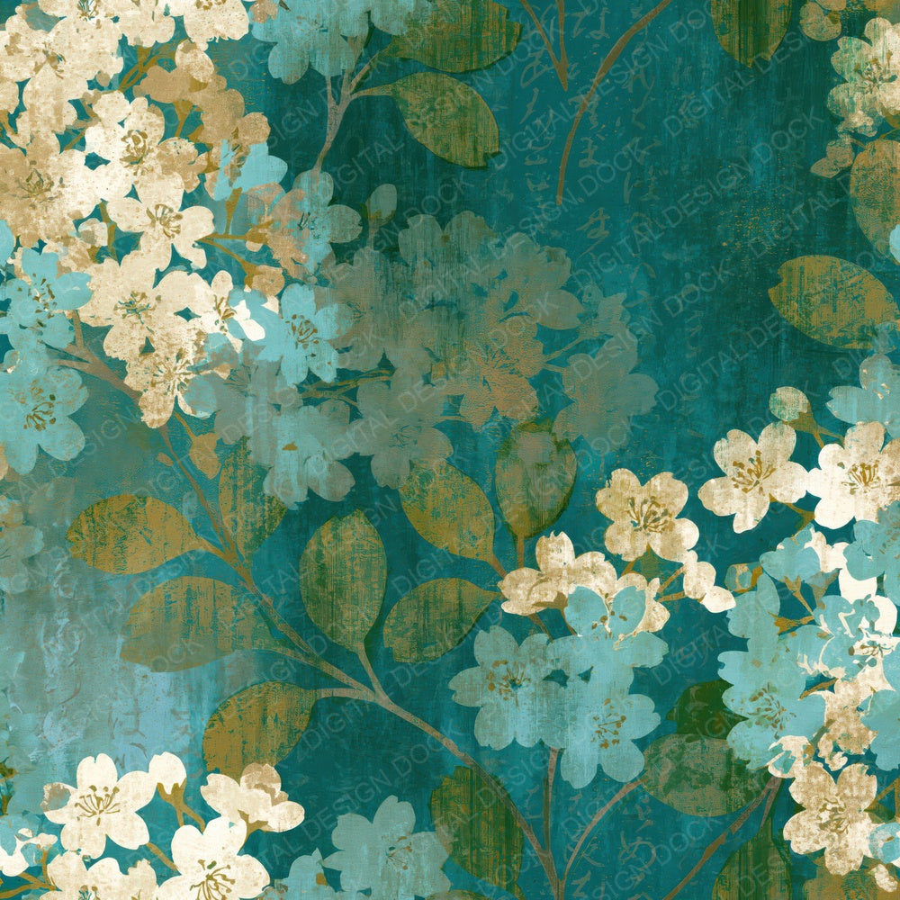 Drypoint Cherry Orchard Jade Aqua Digital Paper Pack (DDD015347)