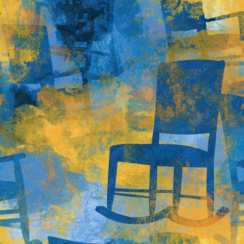 Egg Tempera Rocking Chairs Cobalt Lemon Digital Paper Pack (DDD015348)