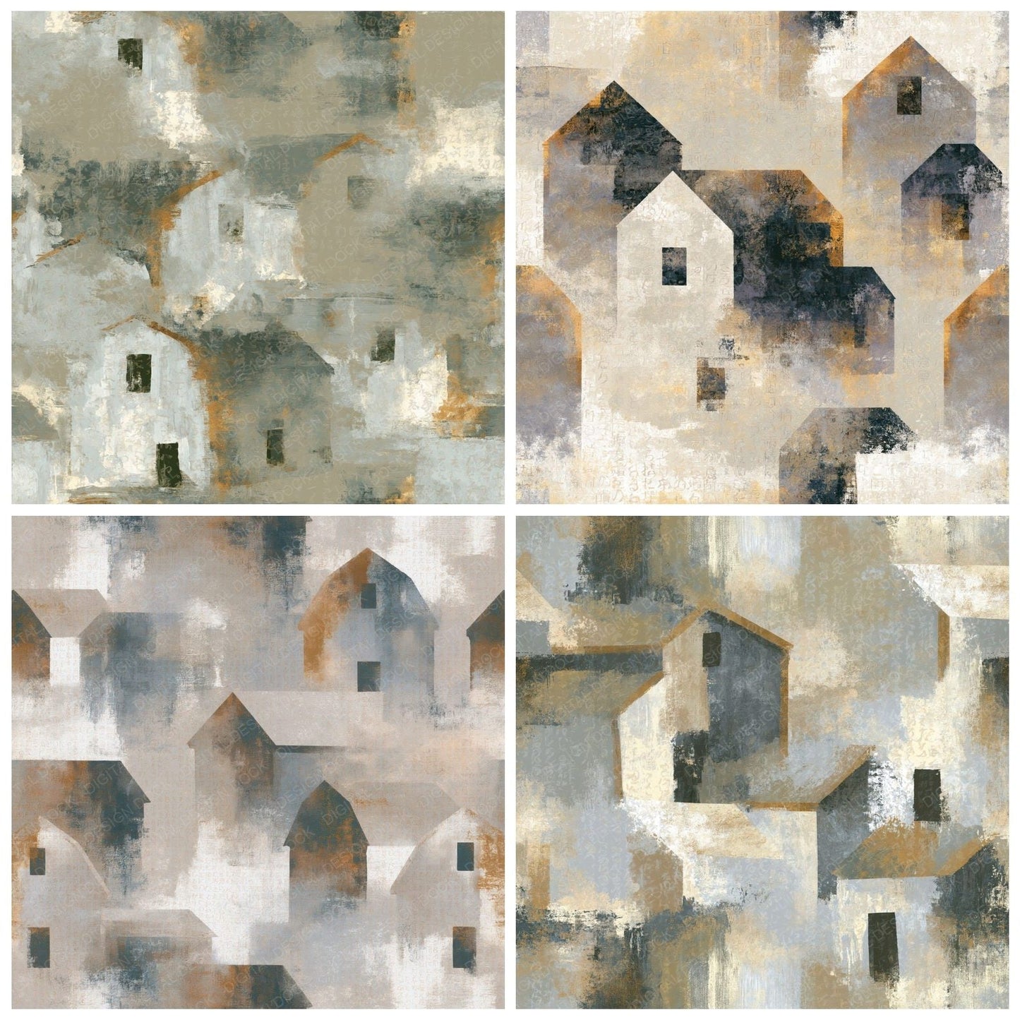 Impressionist Barns Bone Stone Taupe Digital Paper Pack (DDD015353)
