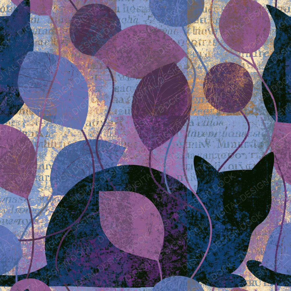 Infrared Cats Yarn Periwinkle Digital Paper Pack (DDD015354)
