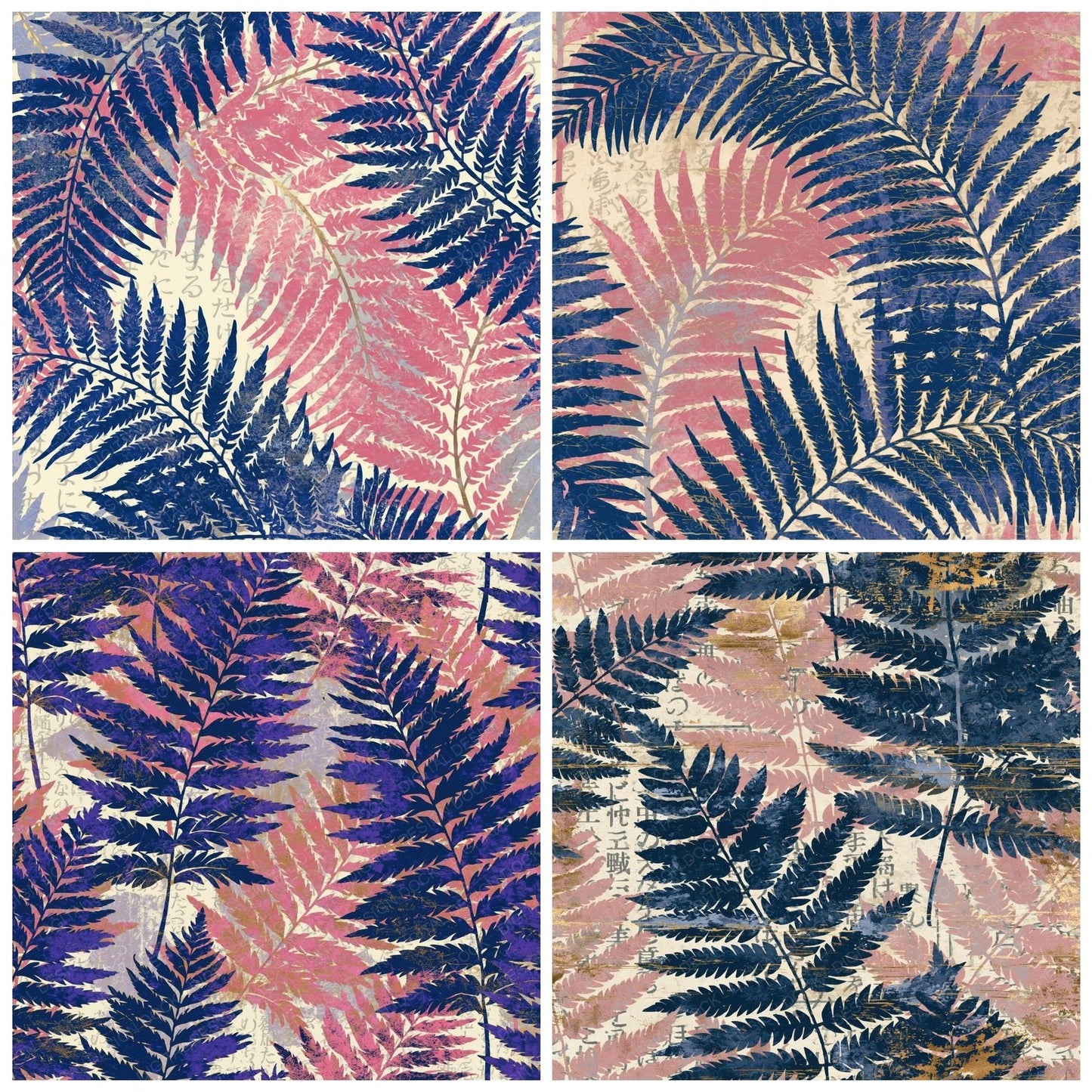 Maximalist Fern Indigo Rose Gold Digital Paper Pack (DDD015355)