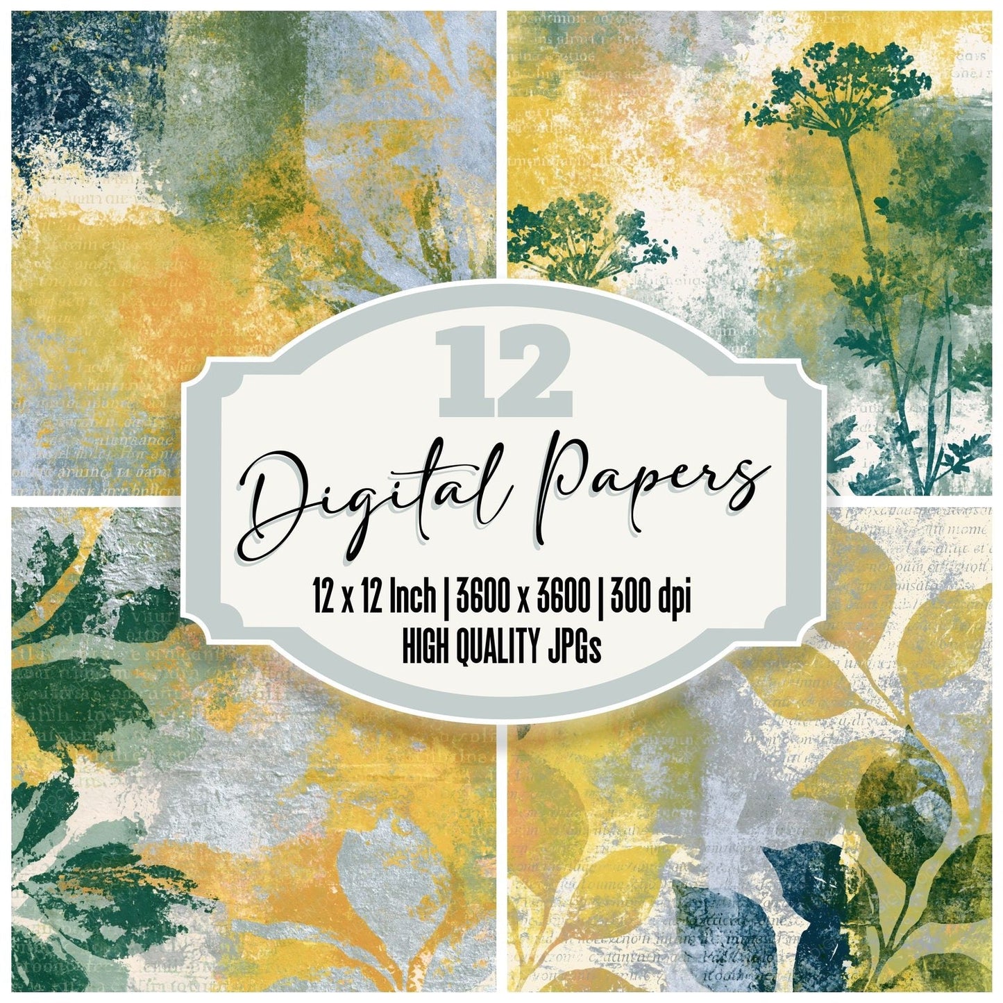 Monoprint Butter Green Ivory Tonal Digital Paper Pack (DDD015357)