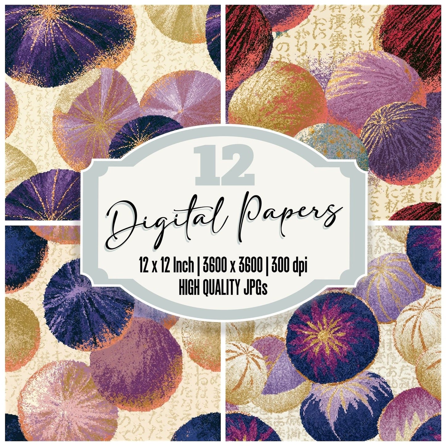 Pixel Truffles Lilac Gold Seamless Digital Paper Pack (DDD015358)
