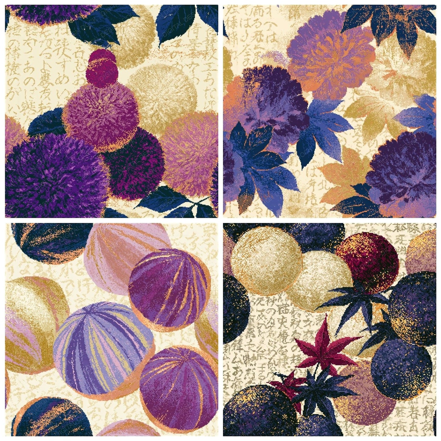Pixel Truffles Lilac Gold Seamless Digital Paper Pack (DDD015358)