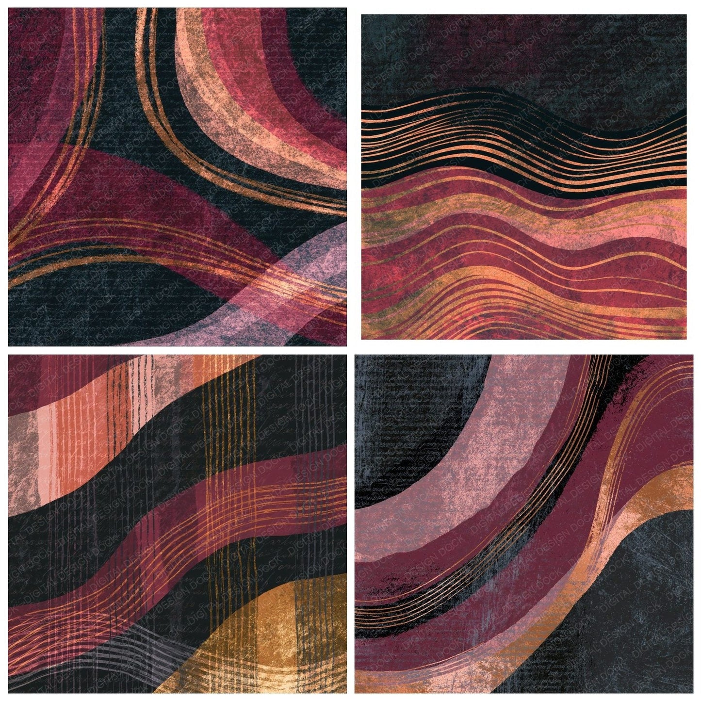 Scratchboard Blush Burgundy Charcoal Tonal Digital Paper Pack (DDD015359)