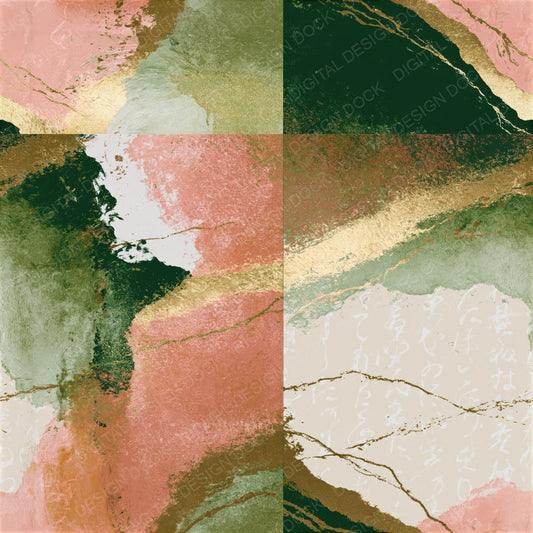 Surrealist Green Blush Abstract Seamless Digital Paper Pack (DDD015362)