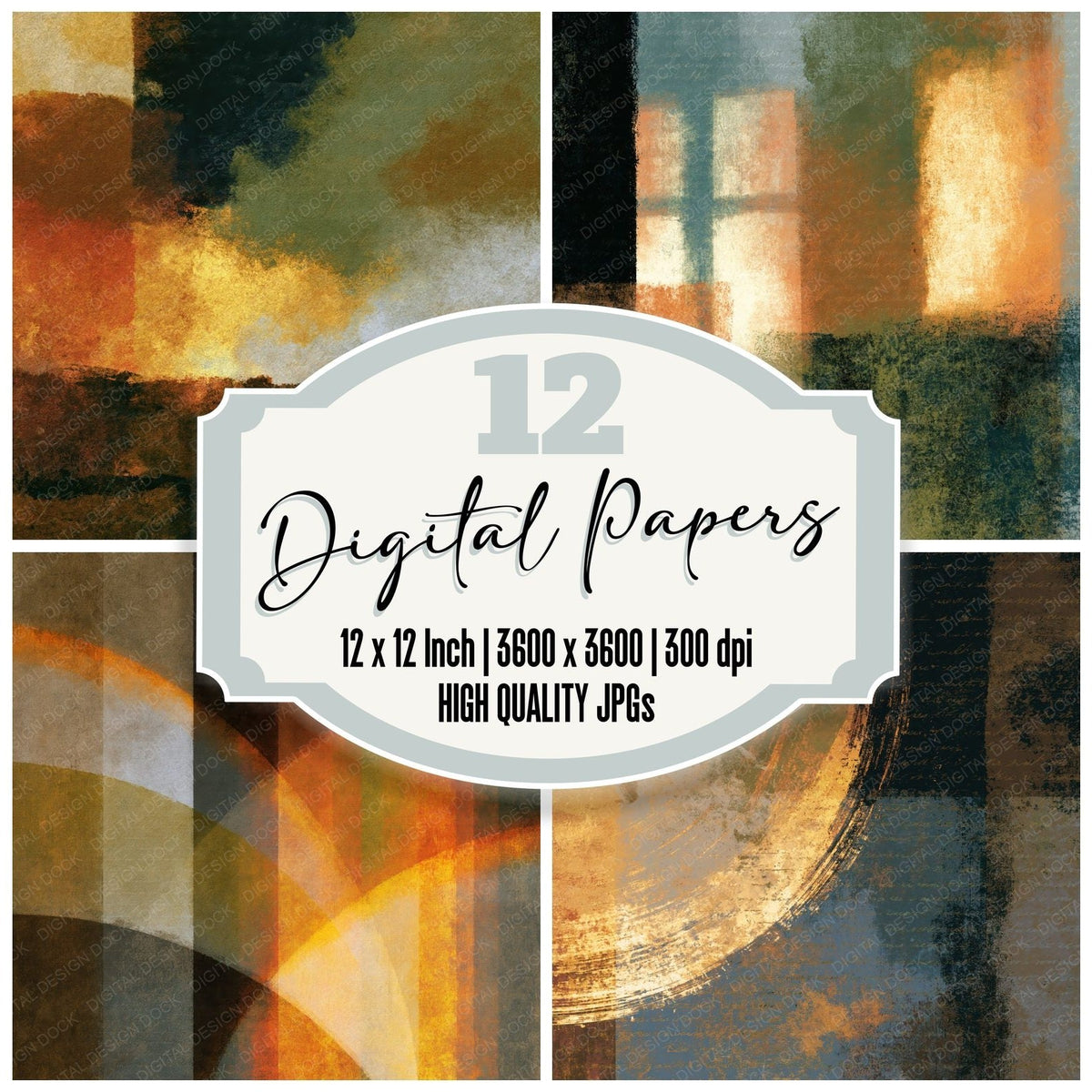 X-ray Sepia Oat Olive Tonal digital paper pack cover showing four of the 12 papers