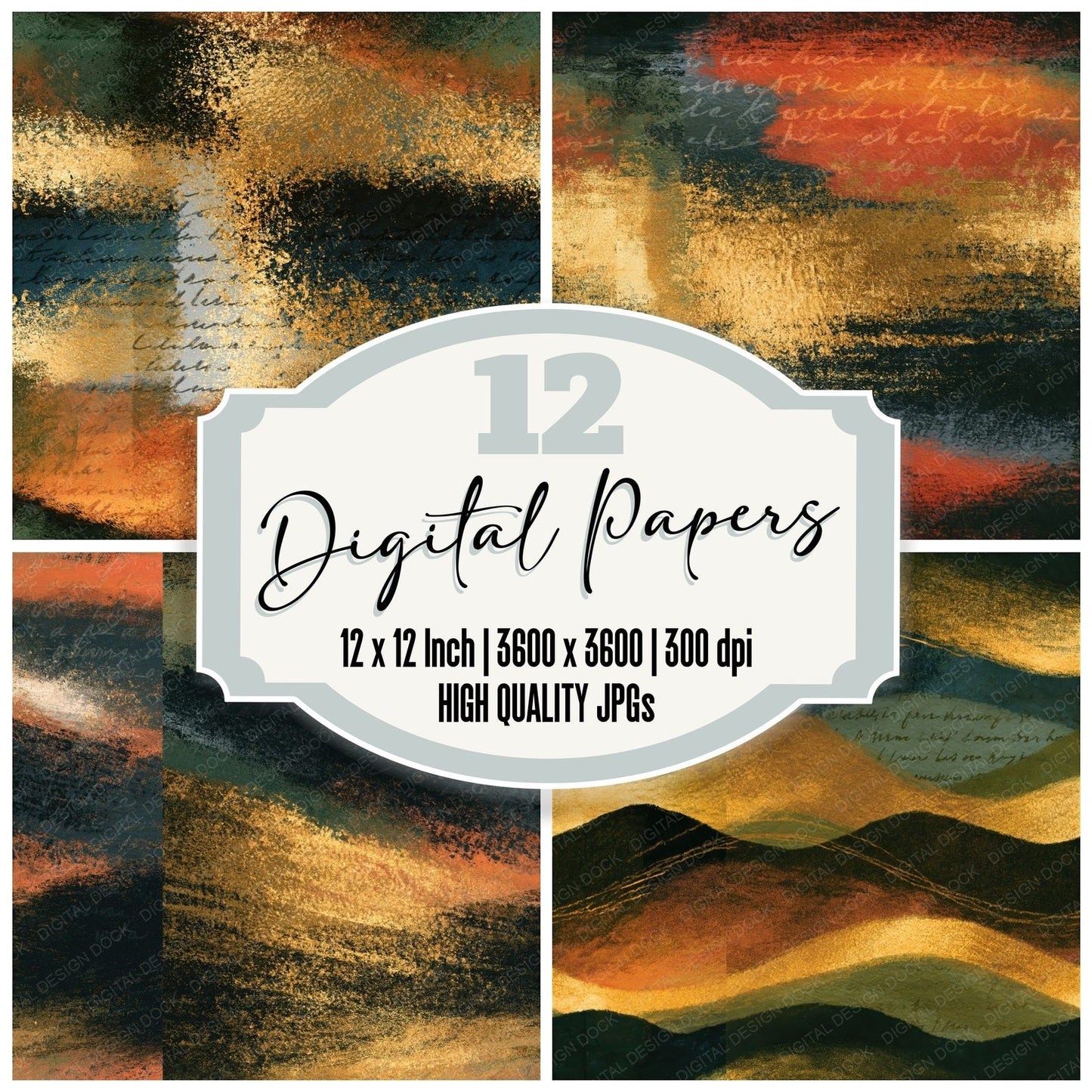 Charcoal Clay Olive Tonal Seamless Digital Paper Pack (DDD015365)
