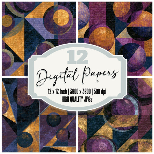 Cubist Pachinko Plum Gold Digital Paper Pack (DDD015368)