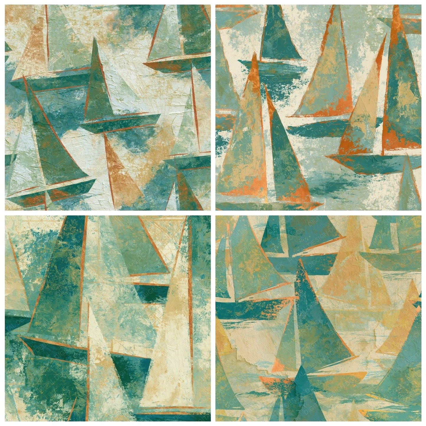 Fresco Sailboats Butter Green Digital Paper Pack (DDD015370)