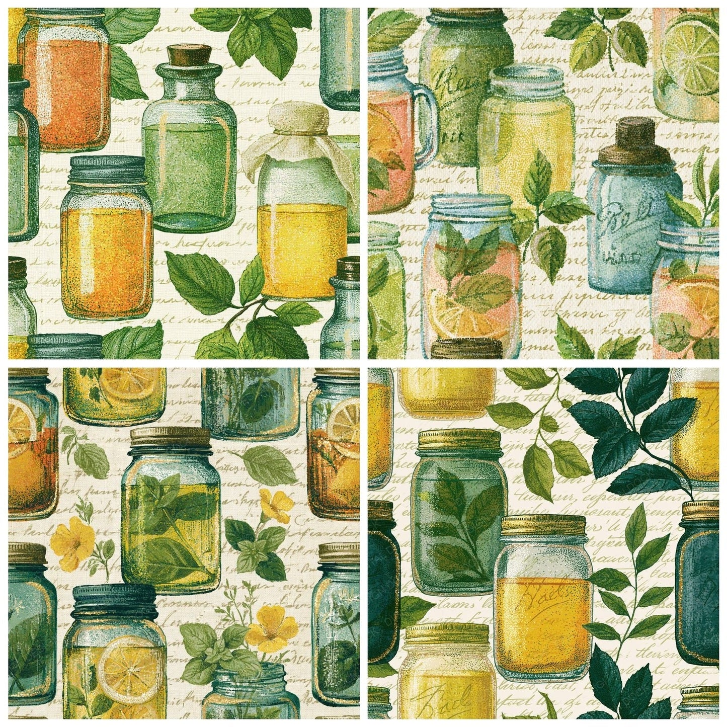 Stipple Mason Jars Sage Primrose Digital Paper Pack (DDD015380)