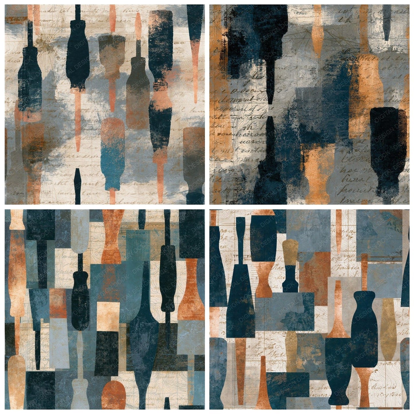 Antique Map Screwdrivers Oyster Seamless Digital Paper Pack (DDD015385)