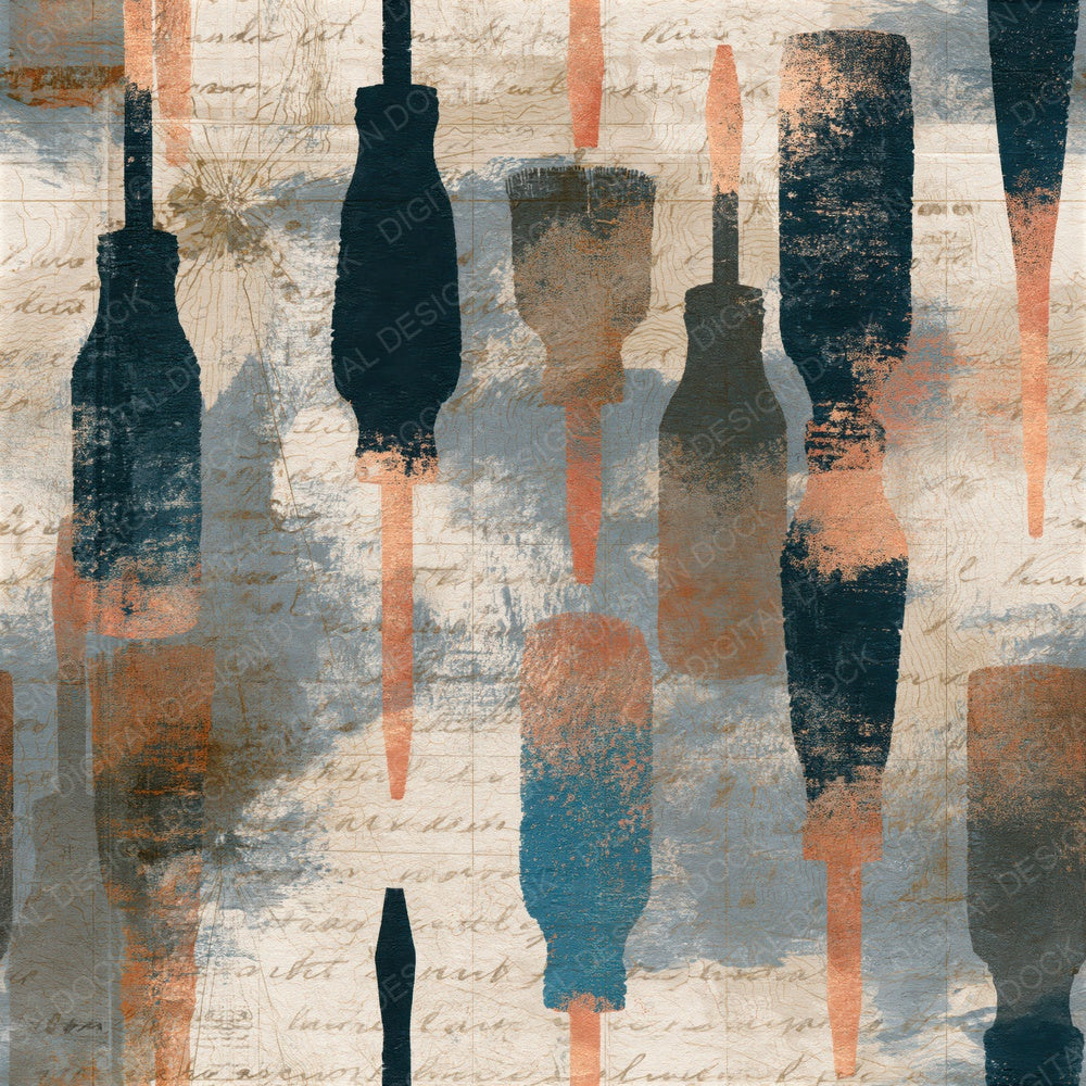 Antique Map Screwdrivers Oyster Seamless Digital Paper Pack (DDD015385)