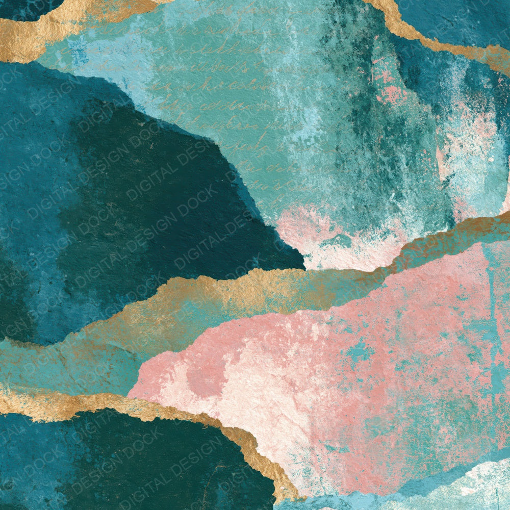 Collage Aqua Shell Pink Texture Digital Paper Pack (DDD015391)