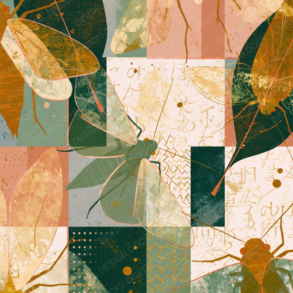 Memphis Leaf Insects Amber Sage Digital Paper Pack (DDD015397)