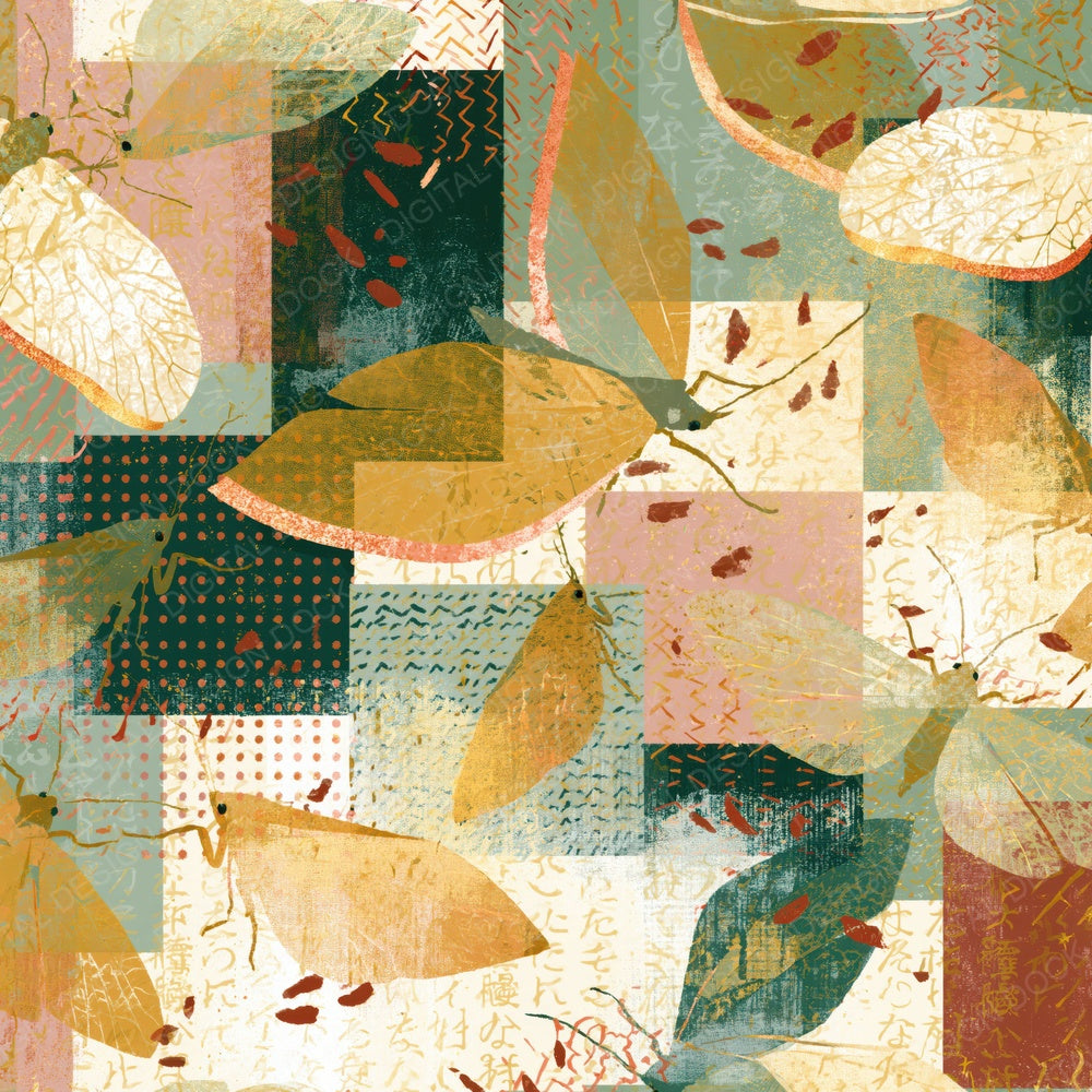Memphis Leaf Insects Amber Sage Digital Paper Pack (DDD015397)
