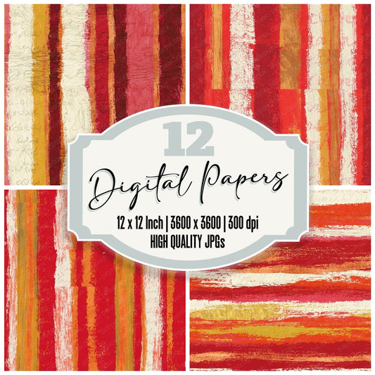Oil Pastel Candy Red Cream Abstract Seamless Digital Paper Pack (DDD015398)
