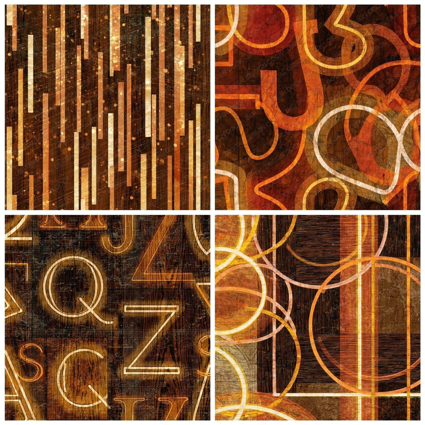 Pyrography Neon Signs Amber Cream Digital Paper Pack (DDD015400)