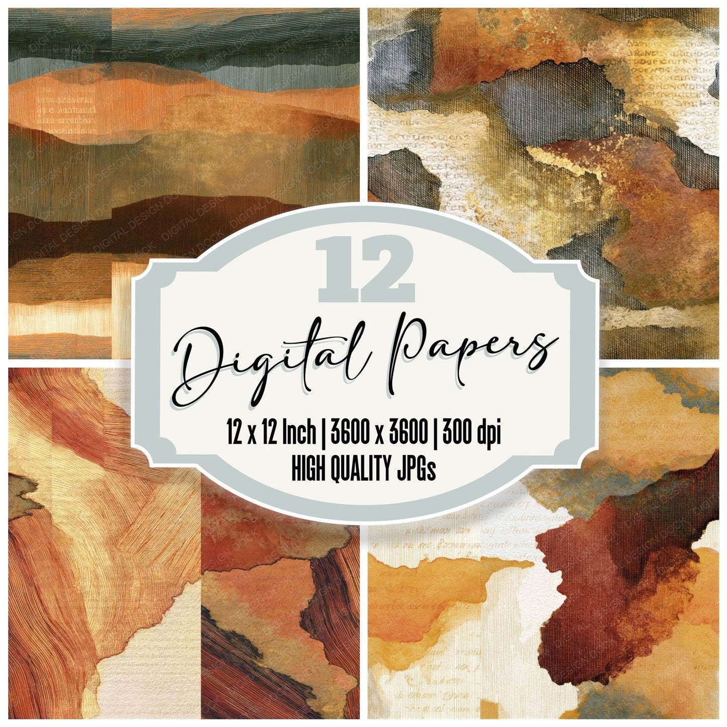 Cross Hatch Rust Gold Texture Seamless Digital Paper Pack (DDD015406)