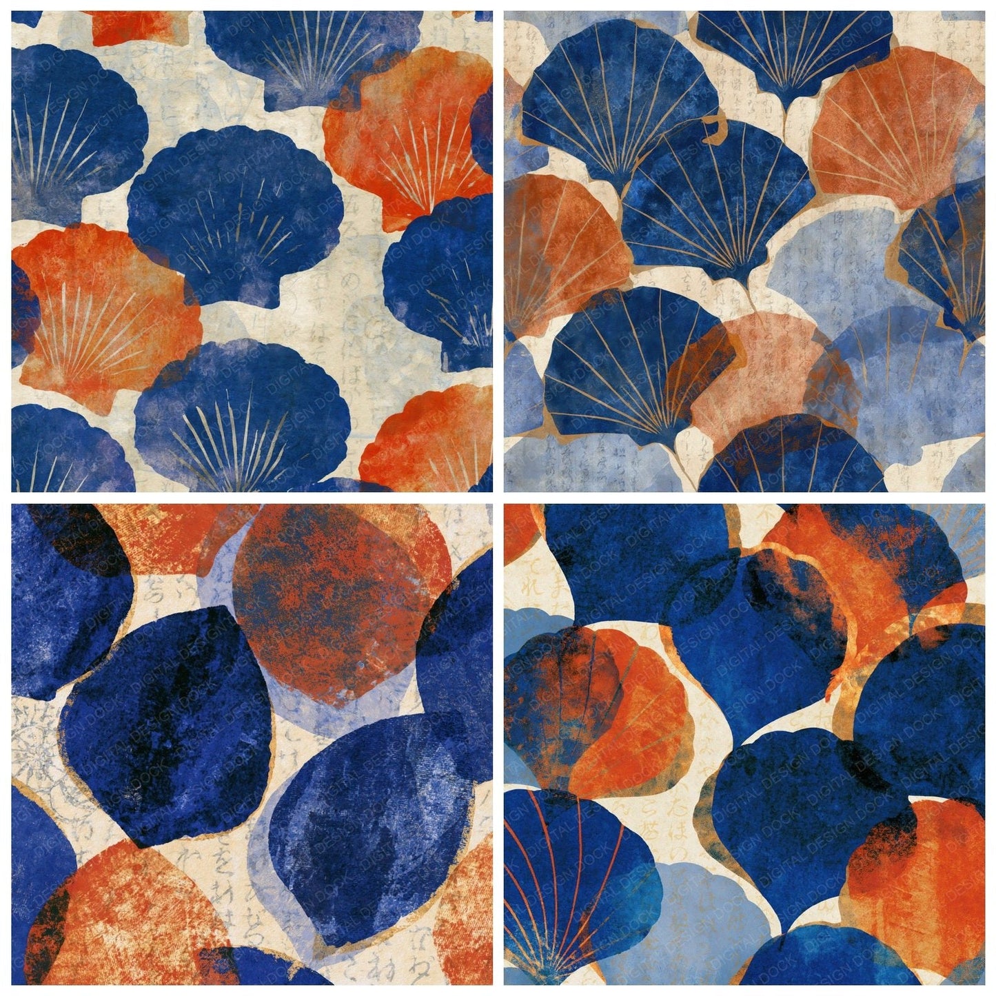 Layered Shells Cobalt Terracotta Digital Paper Pack (DDD015410)