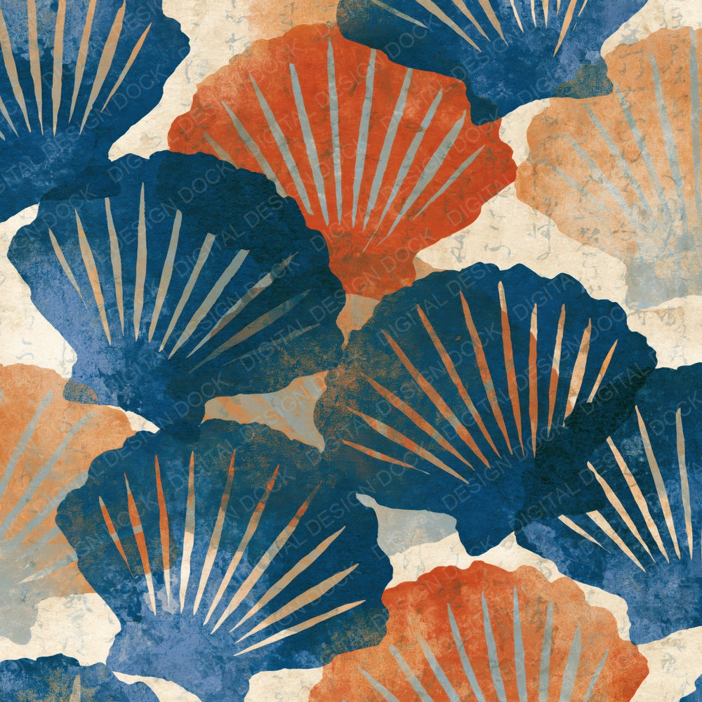 Layered Shells Cobalt Terracotta Digital Paper Pack (DDD015410)