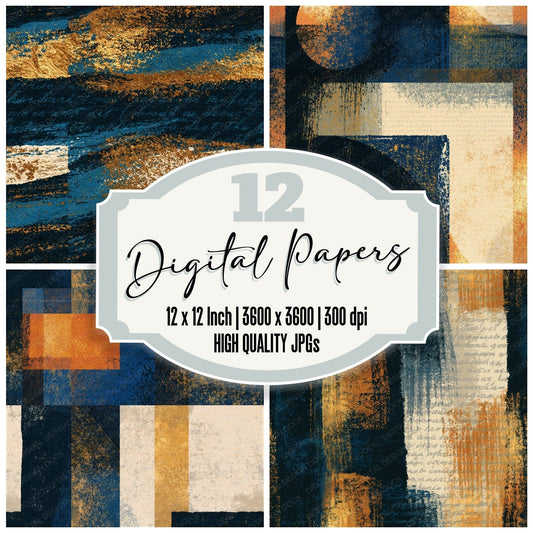 Screenprint Midnight Bone Abstract Seamless Digital Paper Pack (DDD015415)