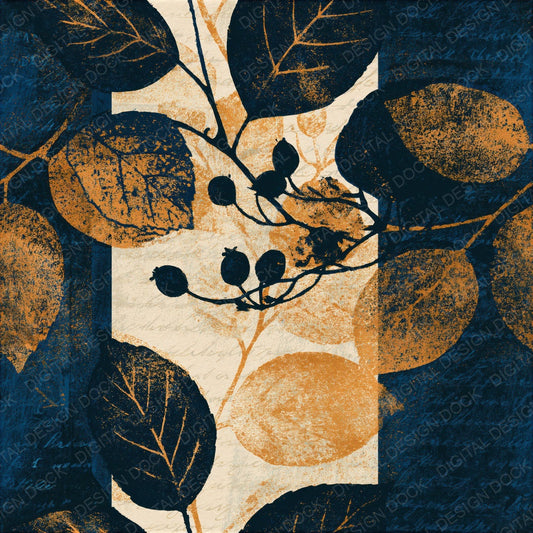 Screenprint Midnight Bone Abstract Seamless Digital Paper Pack (DDD015415)