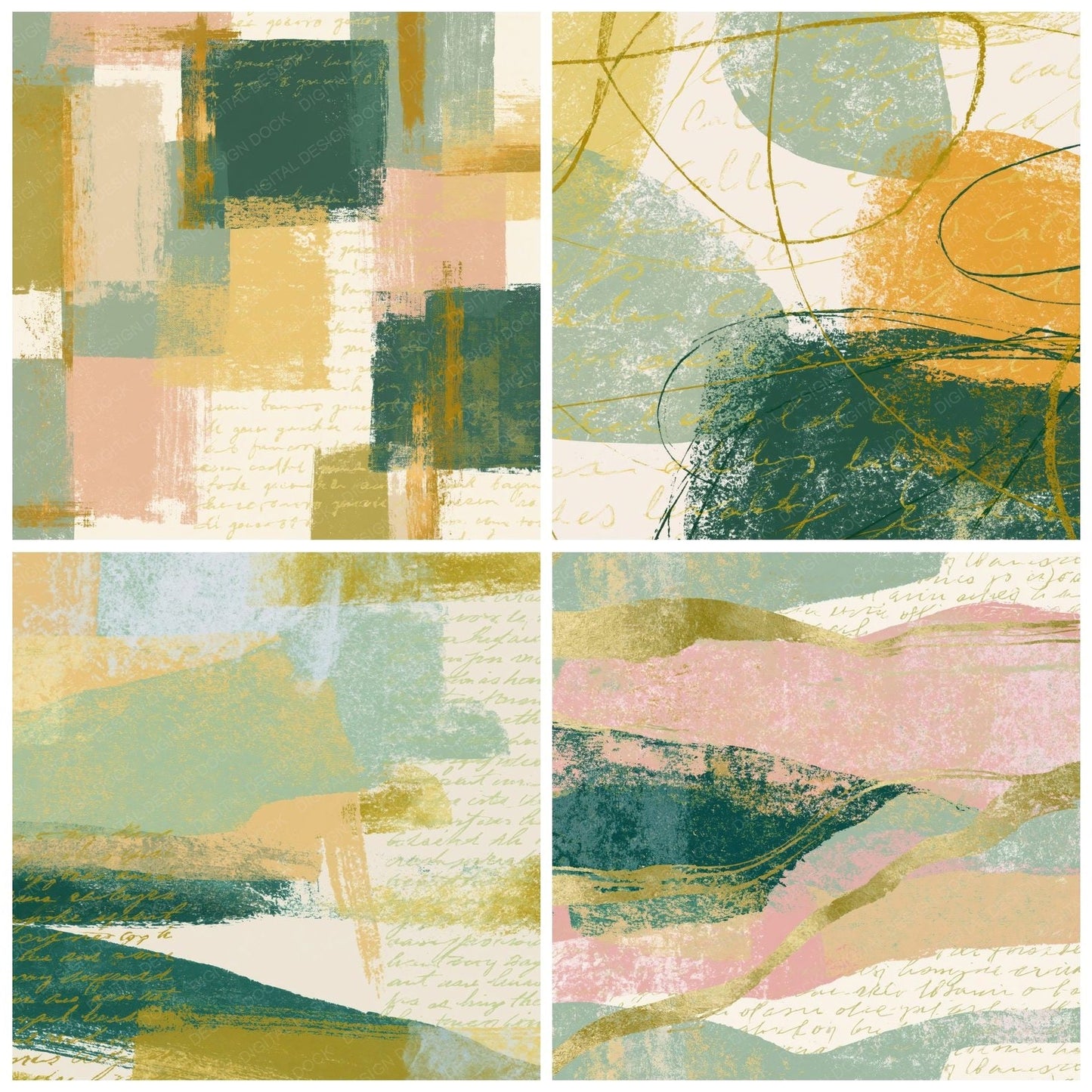 Screenprint Sage Primrose Abstract Digital Paper Pack (DDD015417)