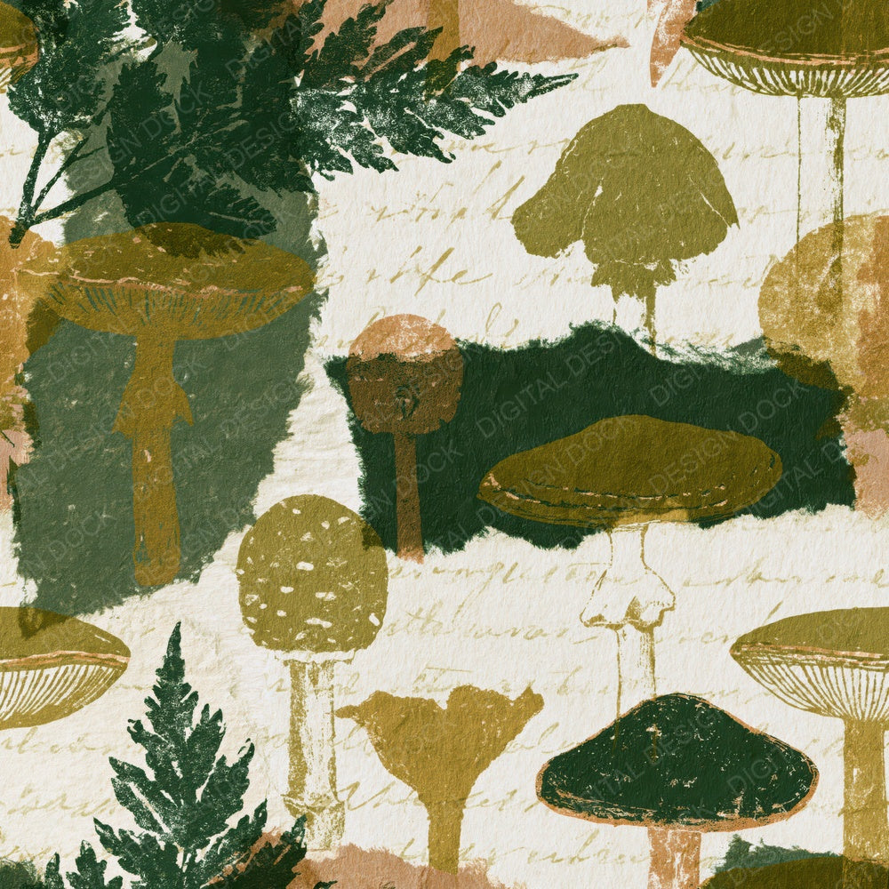 Torn Paper Death Caps Olive Chartreuse Digital Paper Pack (DDD015418)