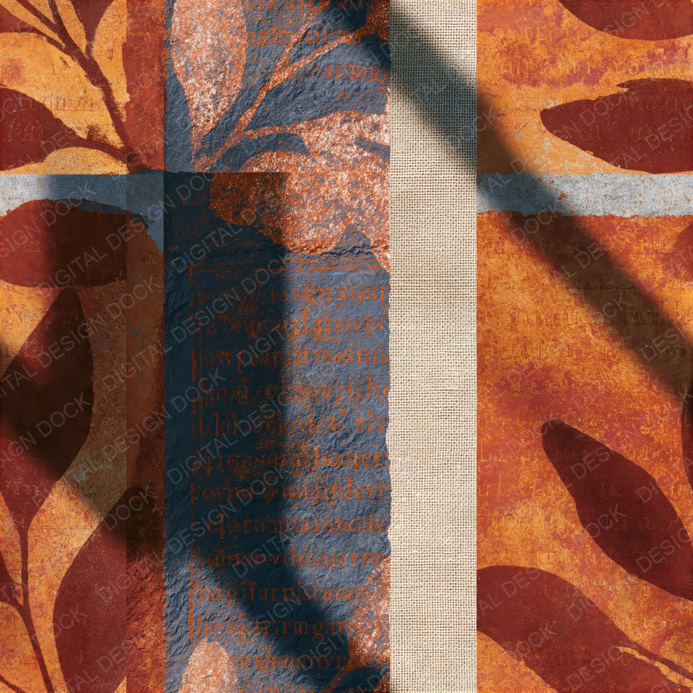 Blueprint Copper Burnt Orange Abstract Seamless Digital Paper Pack (DDD015425)