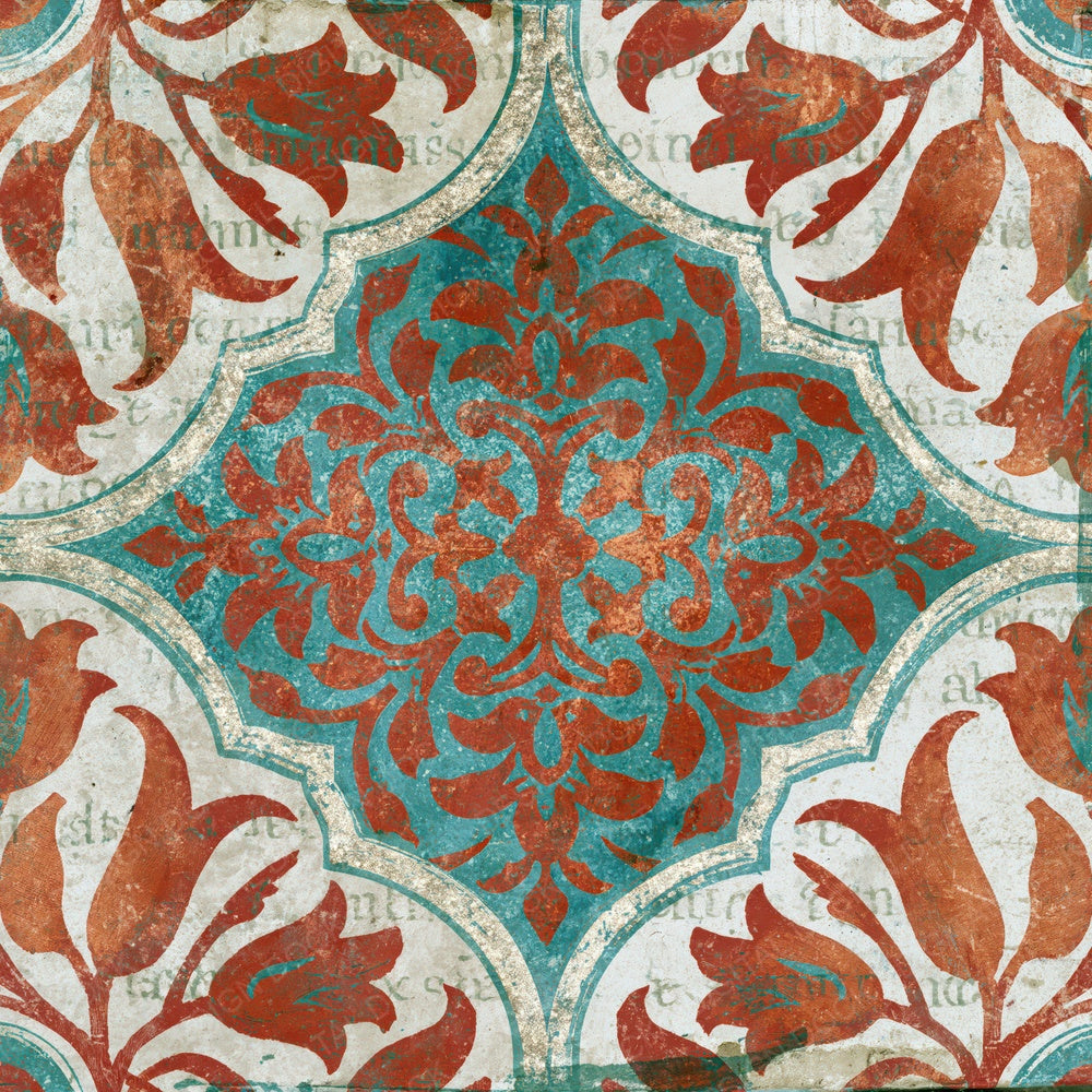 Indian Block Print Rust Turquoise Abstract Digital Paper Pack (DDD015426)