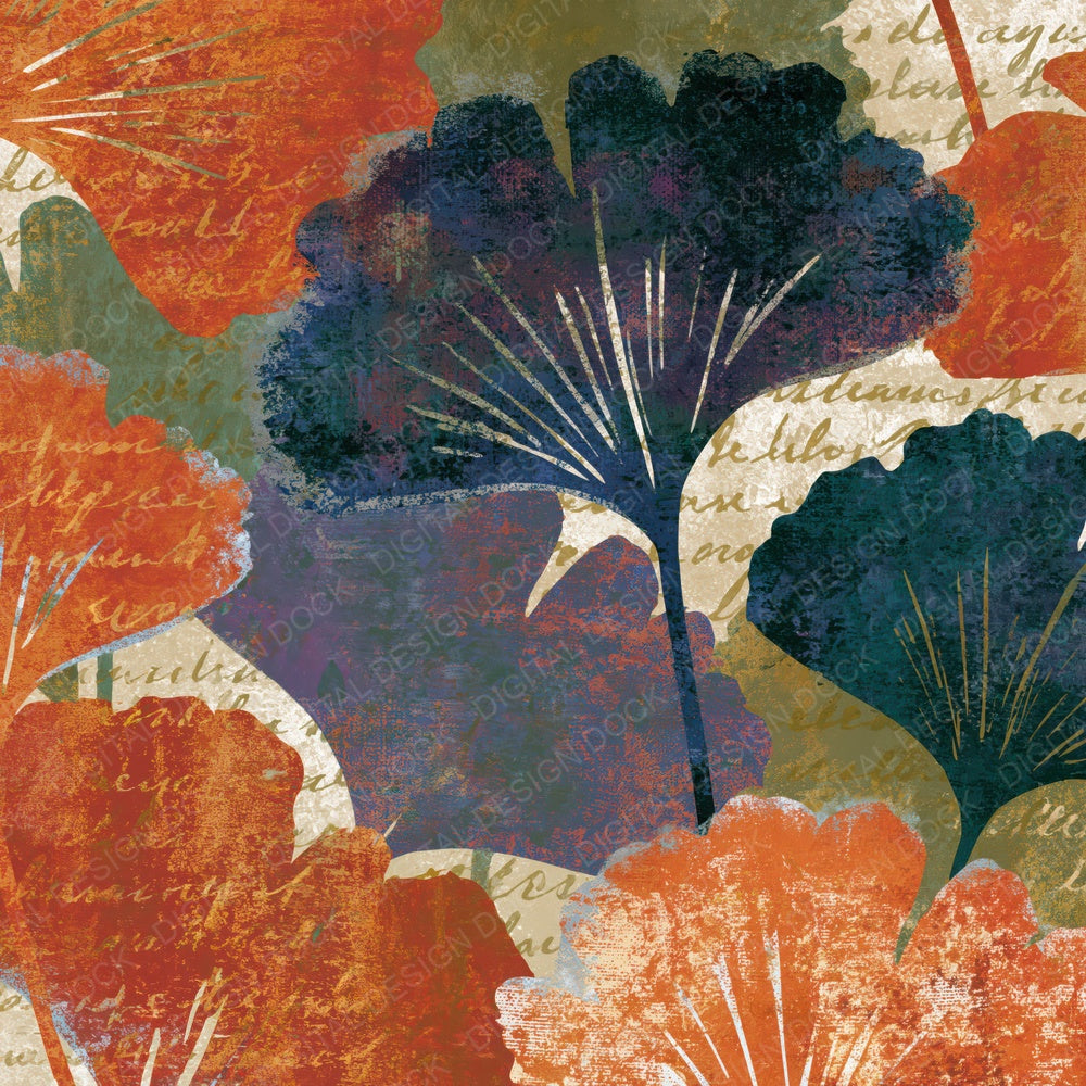 Infrared Gingko Rust Moss Ivory Digital Paper Pack (DDD015427)