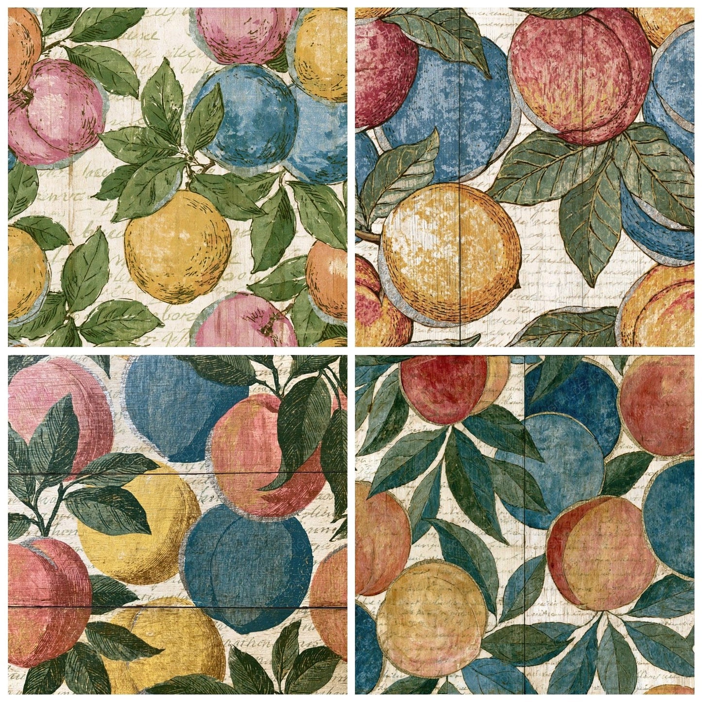 Pyrography Peaches Ivory Blue Digital Paper Pack (DDD015431)