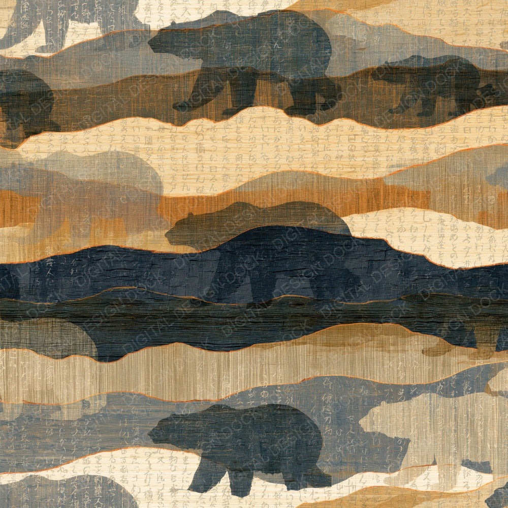 Pyrography Polar Bears Sand Dove Digital Paper Pack (DDD015432)