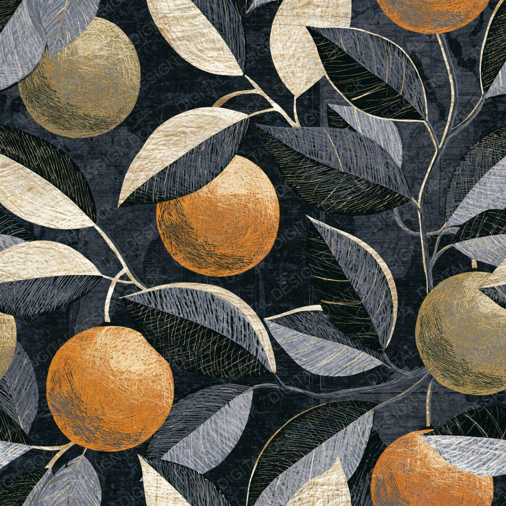 Scratchboard Oranges Storm Grey Silver Digital Paper Pack (DDD015437)