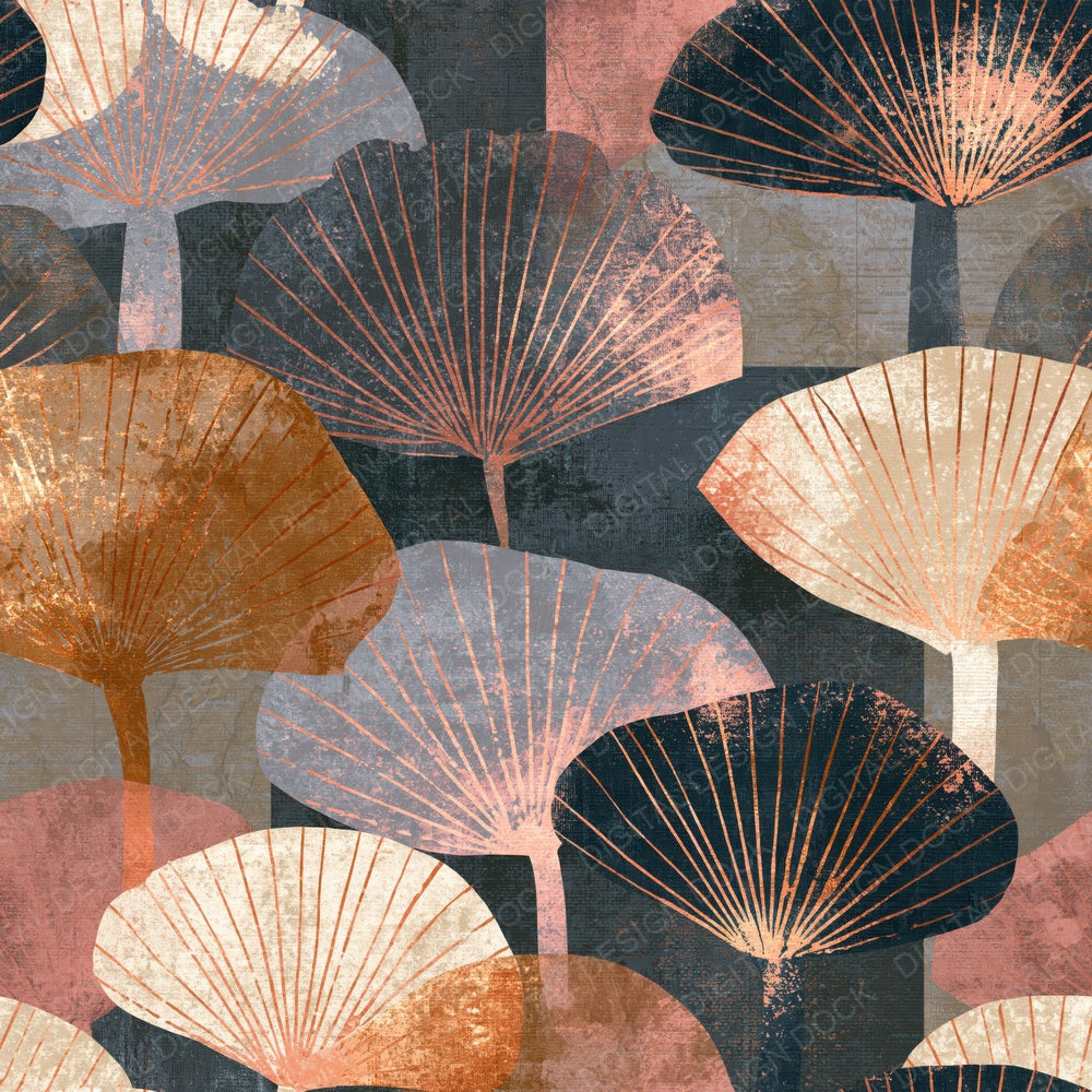 Indian Block Print Mushrooms Stone Bone Digital Paper Pack (DDD015449)