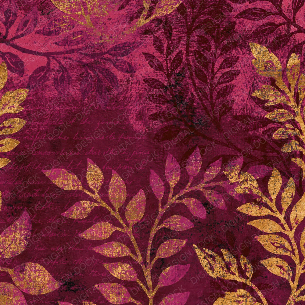 Indian Block Print Wine Rose Abstract Digital Paper Pack (DDD015451)