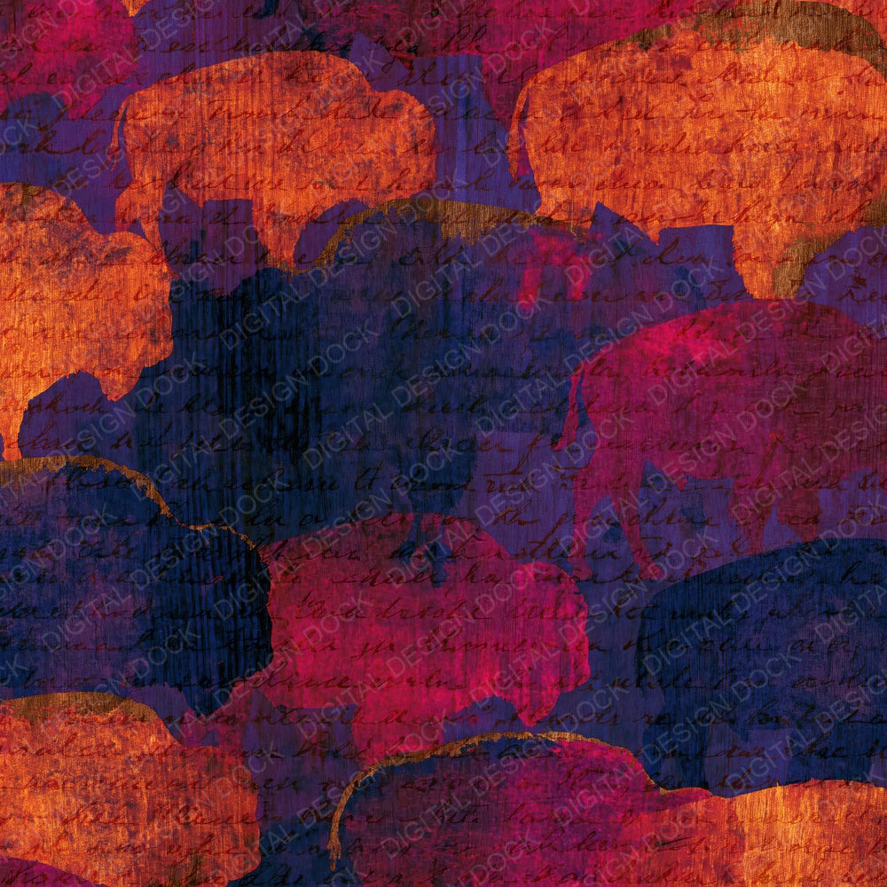Pyrography Bison Burnt Orange Magenta Digital Paper Pack (DDD015455)