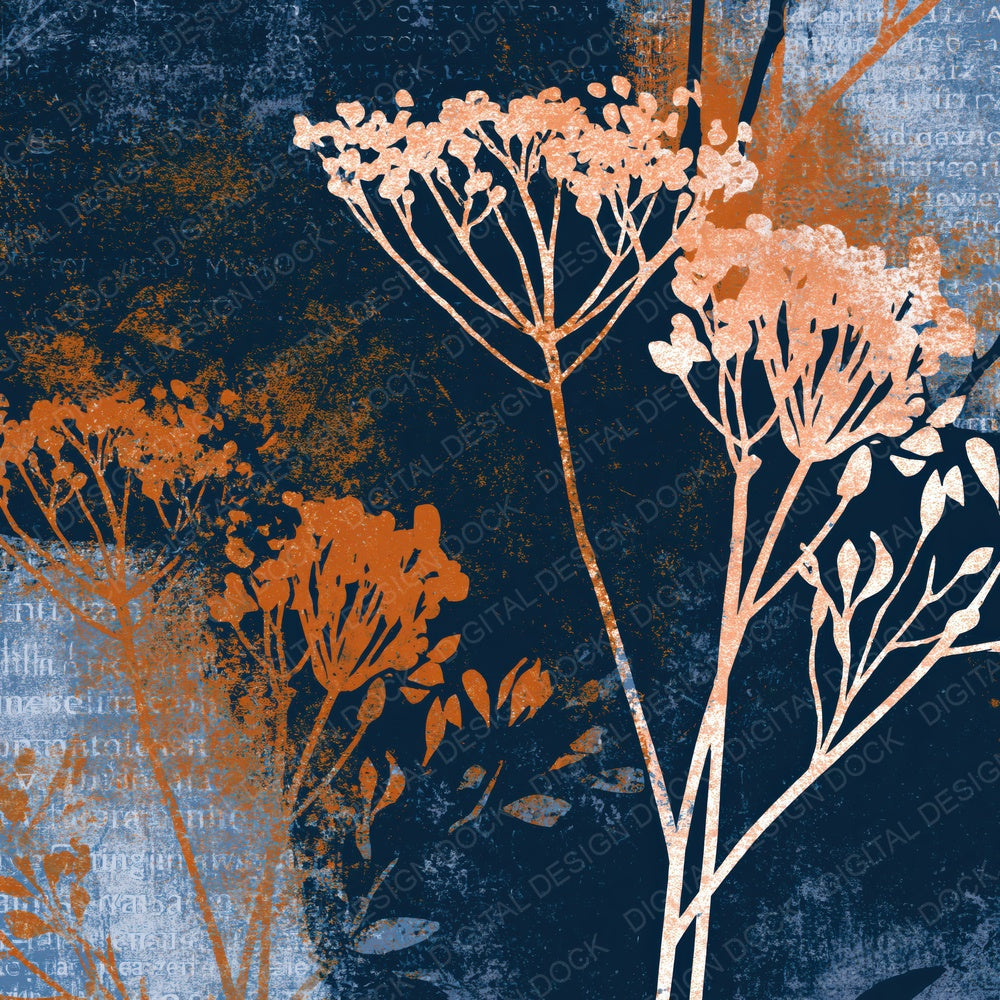 Woodblock Navy Chalk Rust Abstract Digital Paper Pack (DDD015461)
