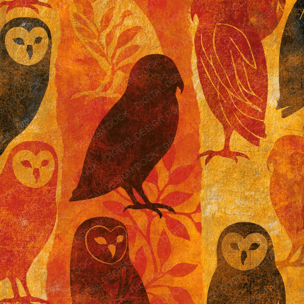 Single Torn Paper Tawny Owls Saffron Rust digital paper shown full size