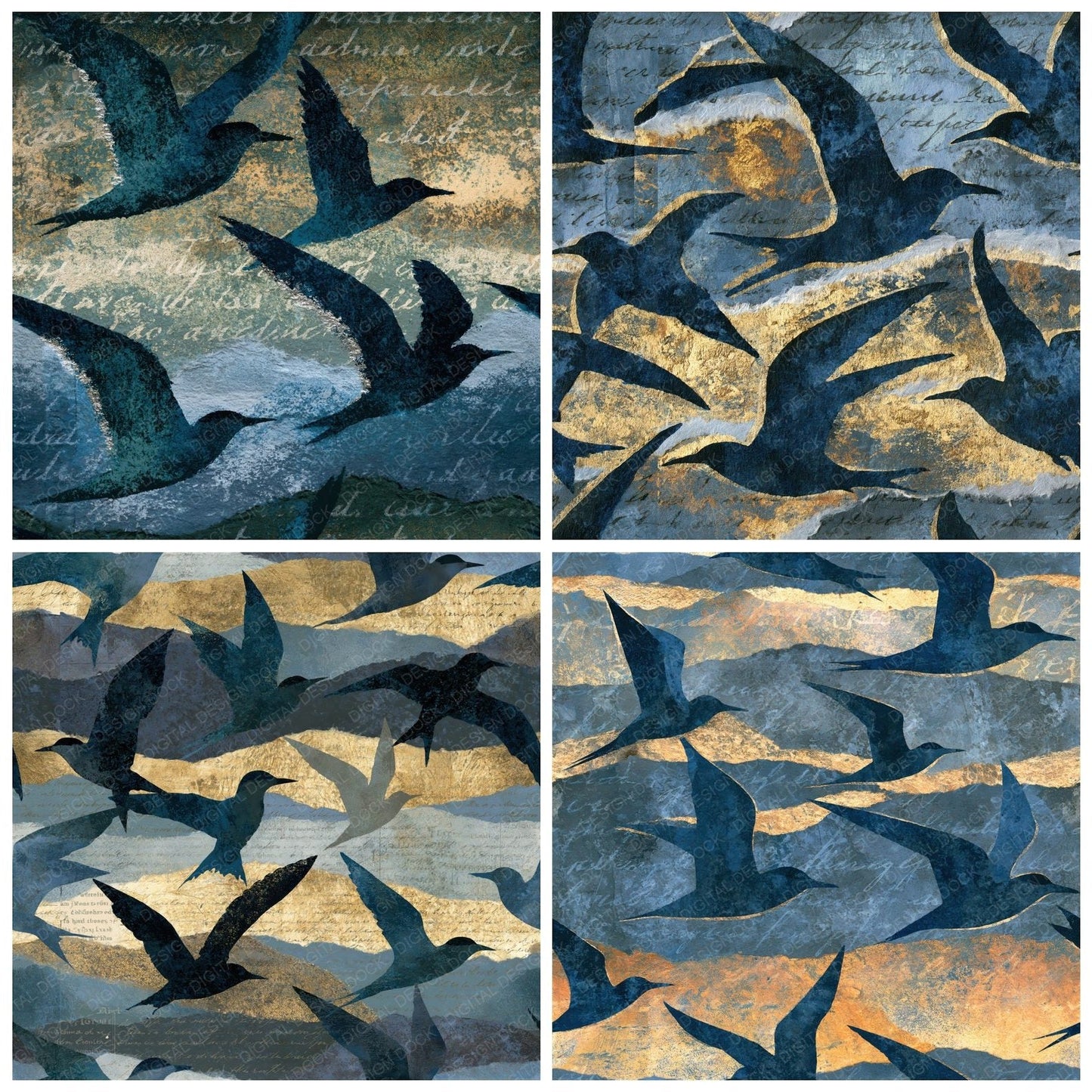 Torn Paper Terns Slate Pewter Seamless Digital Paper Pack (DDD015480)