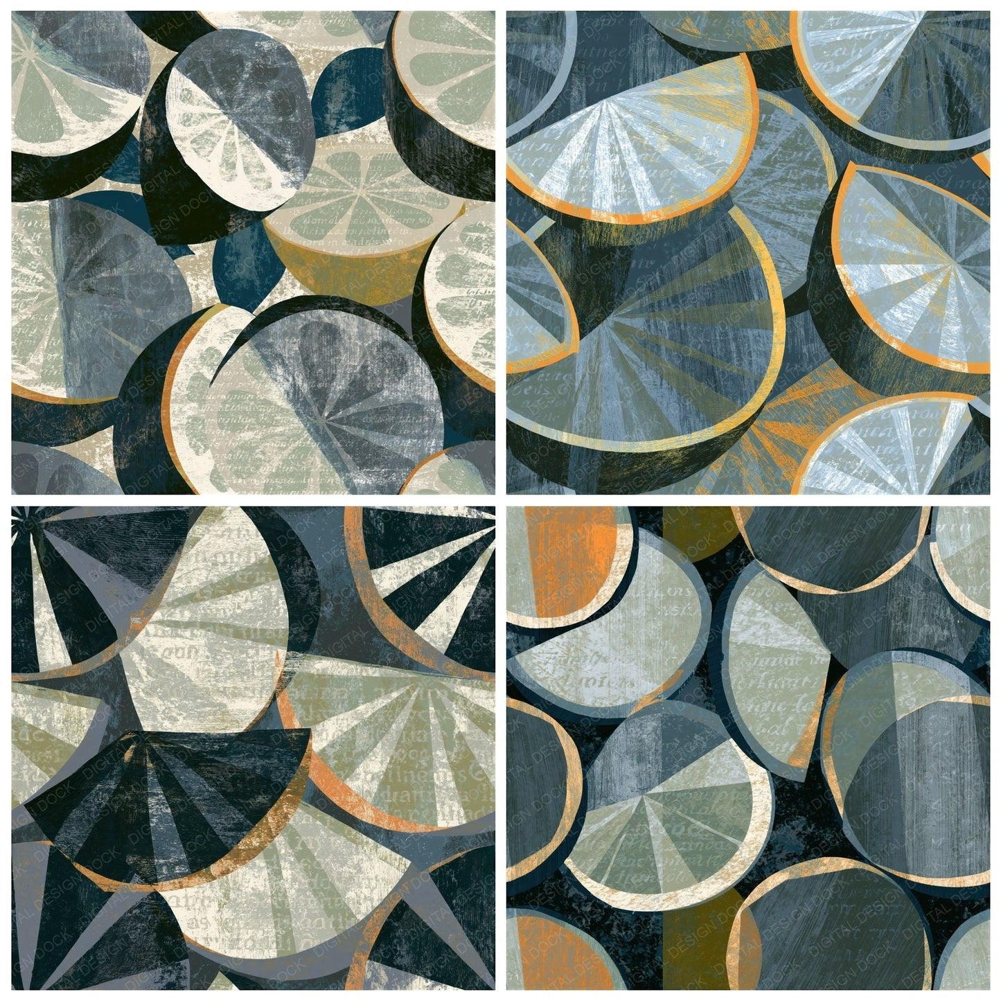 Woodcut Honeydew Gunmetal Pearl Seamless Digital Paper Pack (DDD015484)