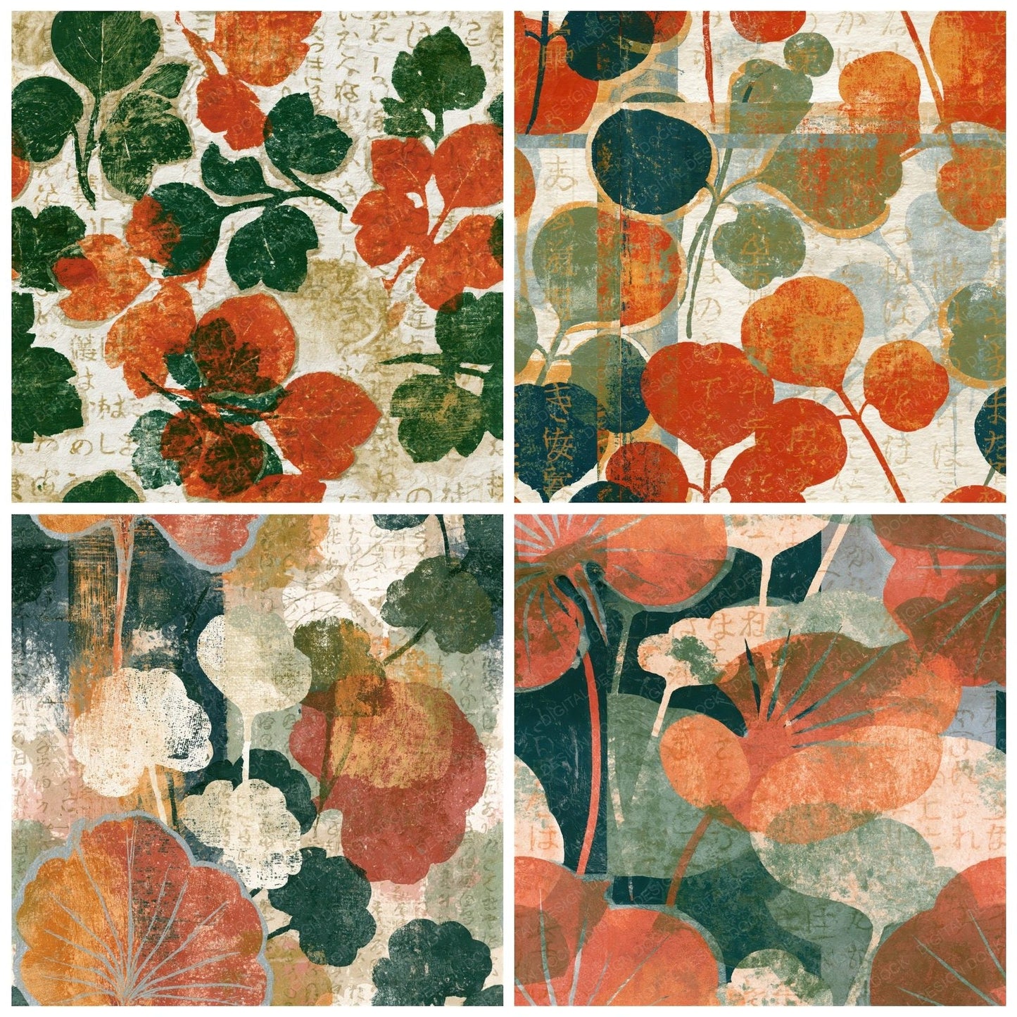Monoprint Baby Tears Rust Moss Seamless Digital Paper Pack (DDD015488)