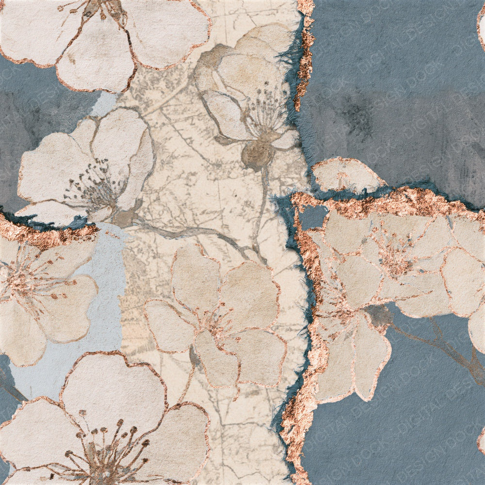 Torn Paper Cherry Blossoms Bone Seamless Digital Paper Pack (DDD015498)