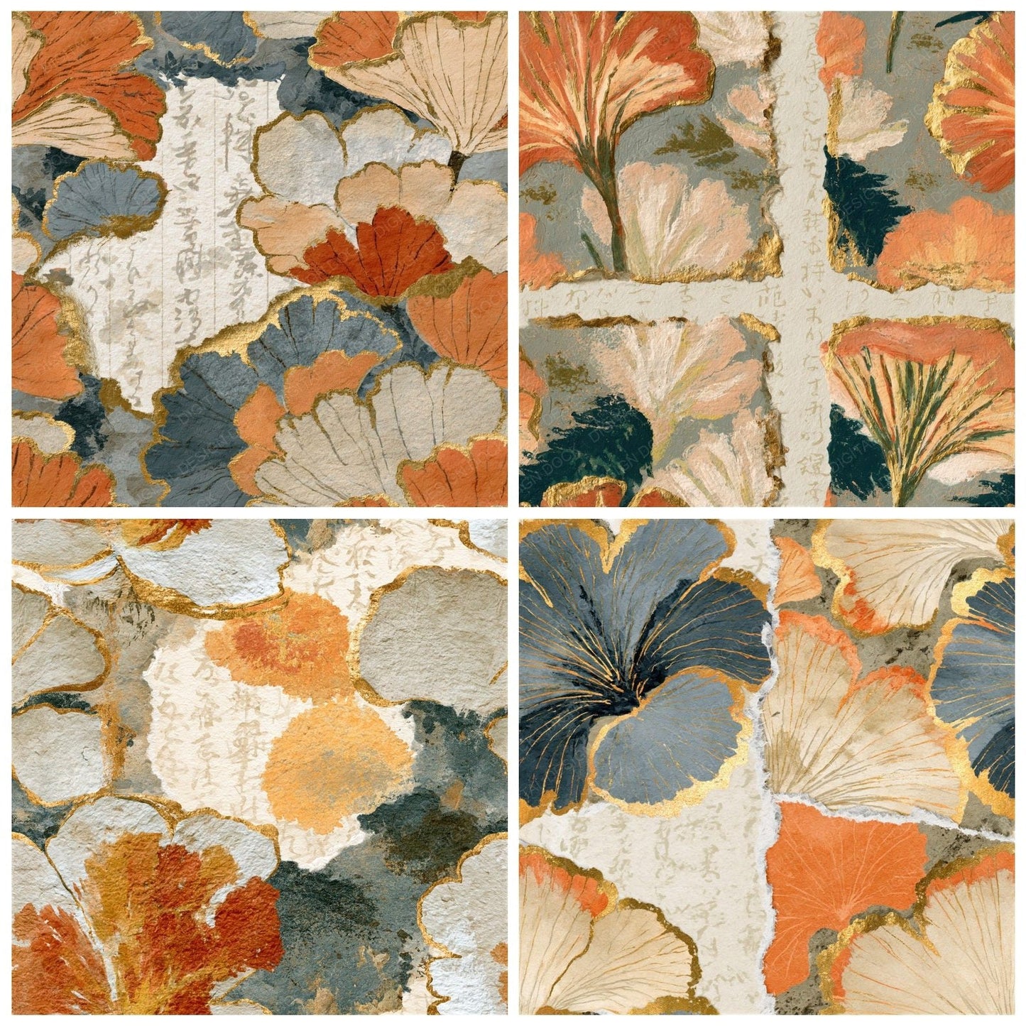 Torn Paper Jelly Fungi Terracotta Seamless Digital Paper Pack (DDD015499)