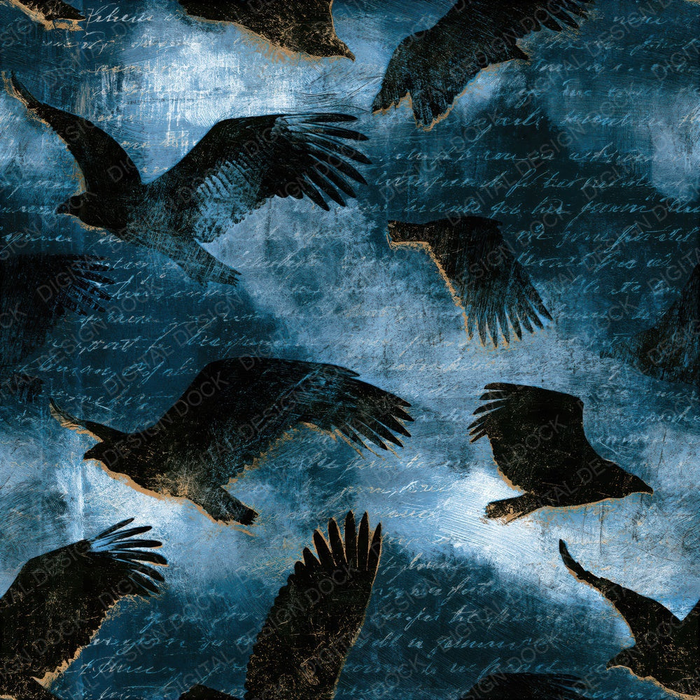 Scratchboard Vulture Ice Charcoal Seamless Digital Paper Pack (DDD015519)